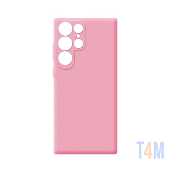 Capa de Silicone com Moldura de Câmera para Samsung Galaxy S22 Ultra Rosa